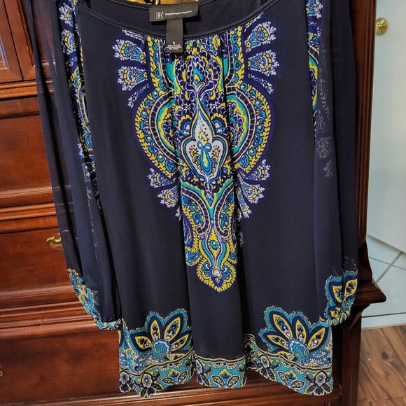 INC International Concepts Women's Cold Shoulder Top Blue - Picture 1 of 5